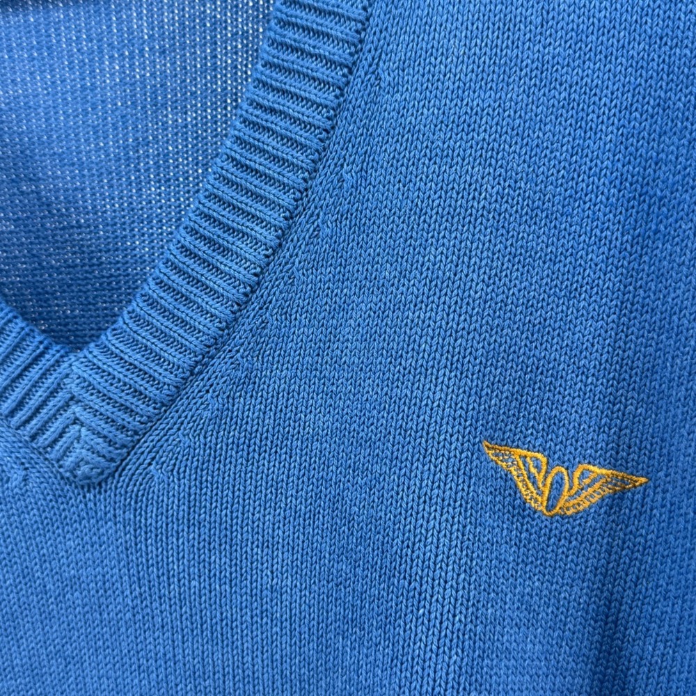 Vintage‎ Aureus Mens Blue Pullover V-Neck Knit Sweater Cotton Blend Size XL - Picture 4 of 10